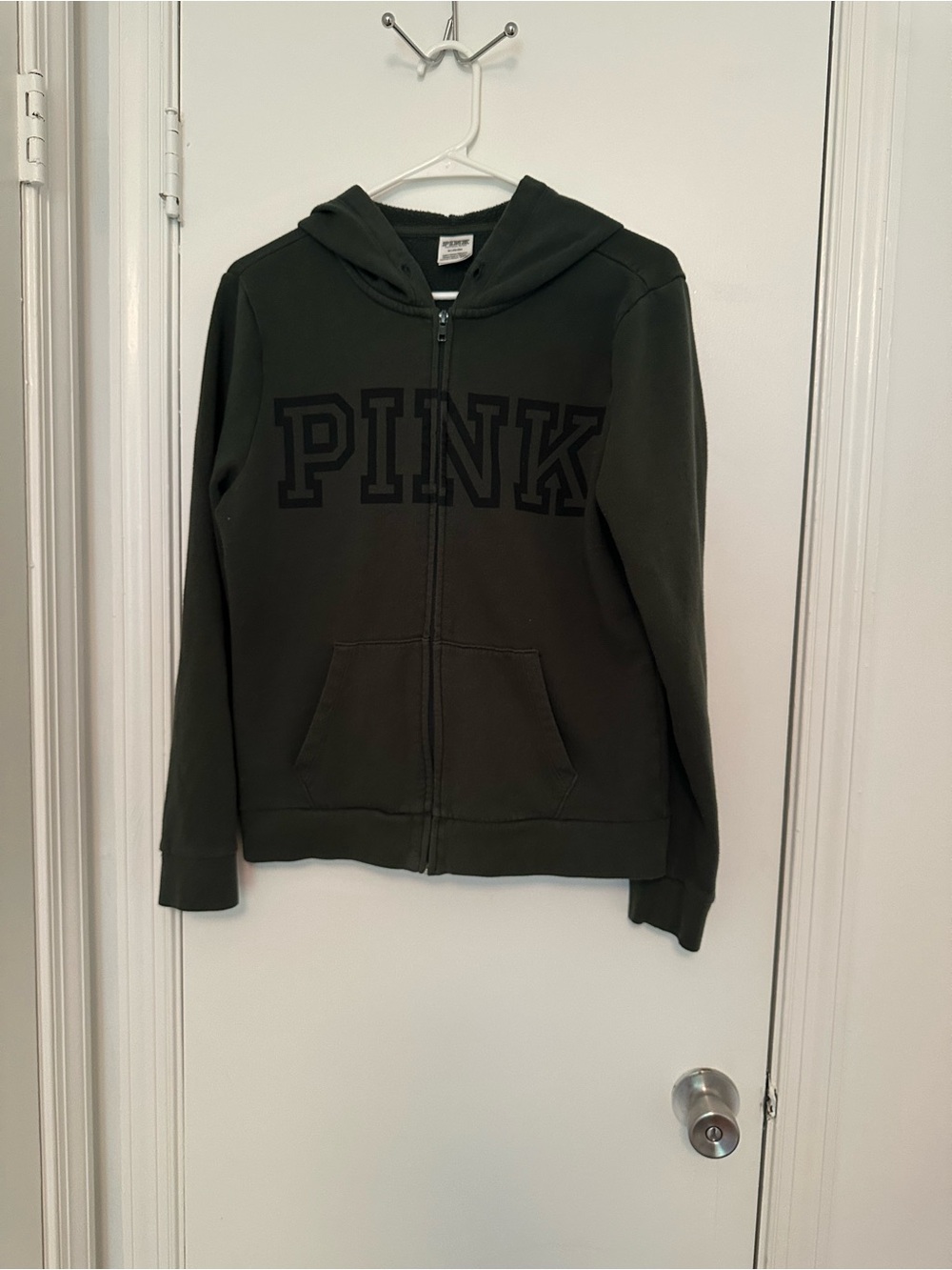 PINK Victoria's Secret Olive Green Zip Hoodie Jacket